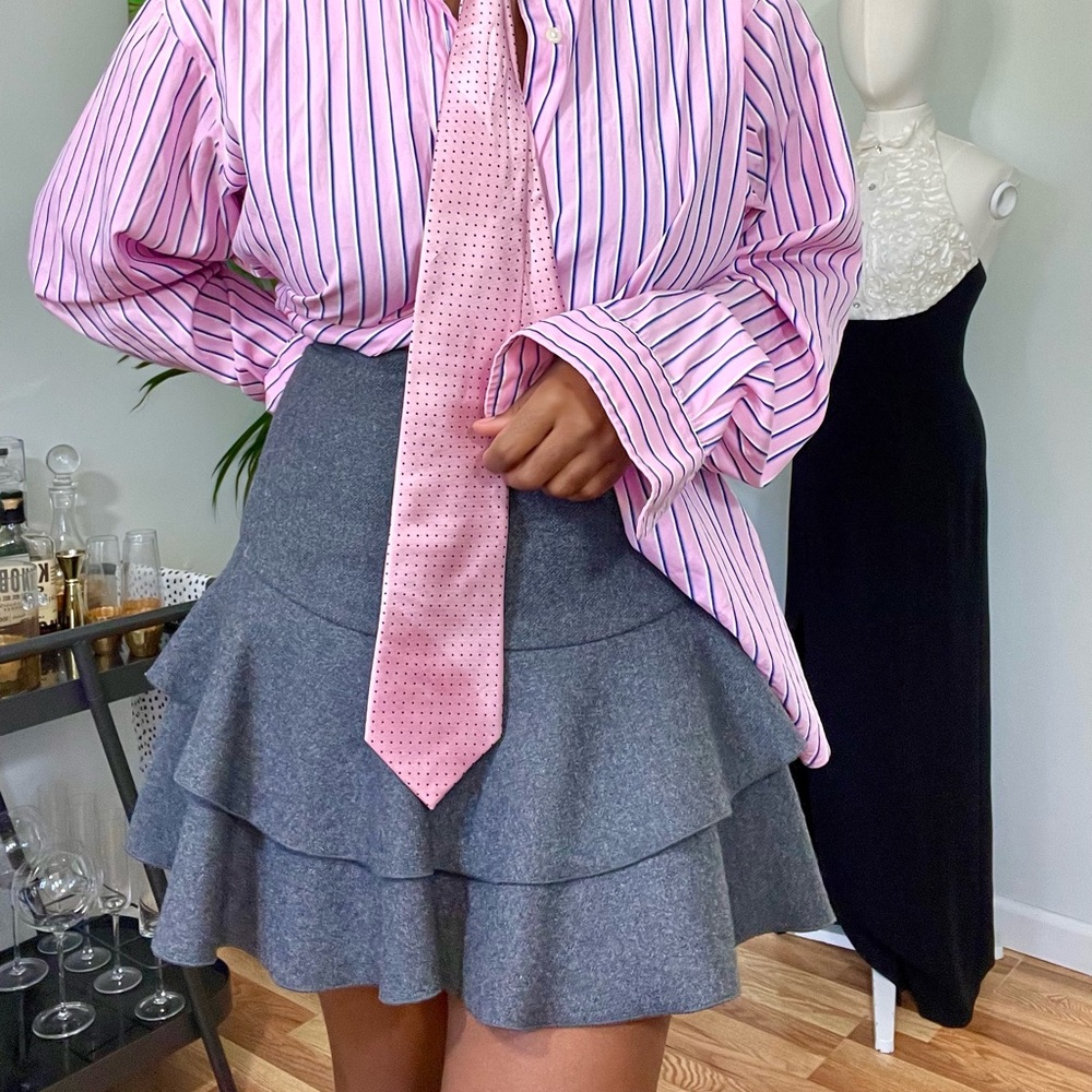 Grey J. Crew wool tiered short skirt